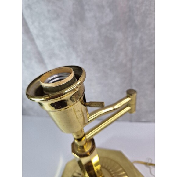 Vintage 1950's Brass Lamp, Small Brass Table Lamp NO SHADE Desk Lamp Art Deco - Picture 6 of 8